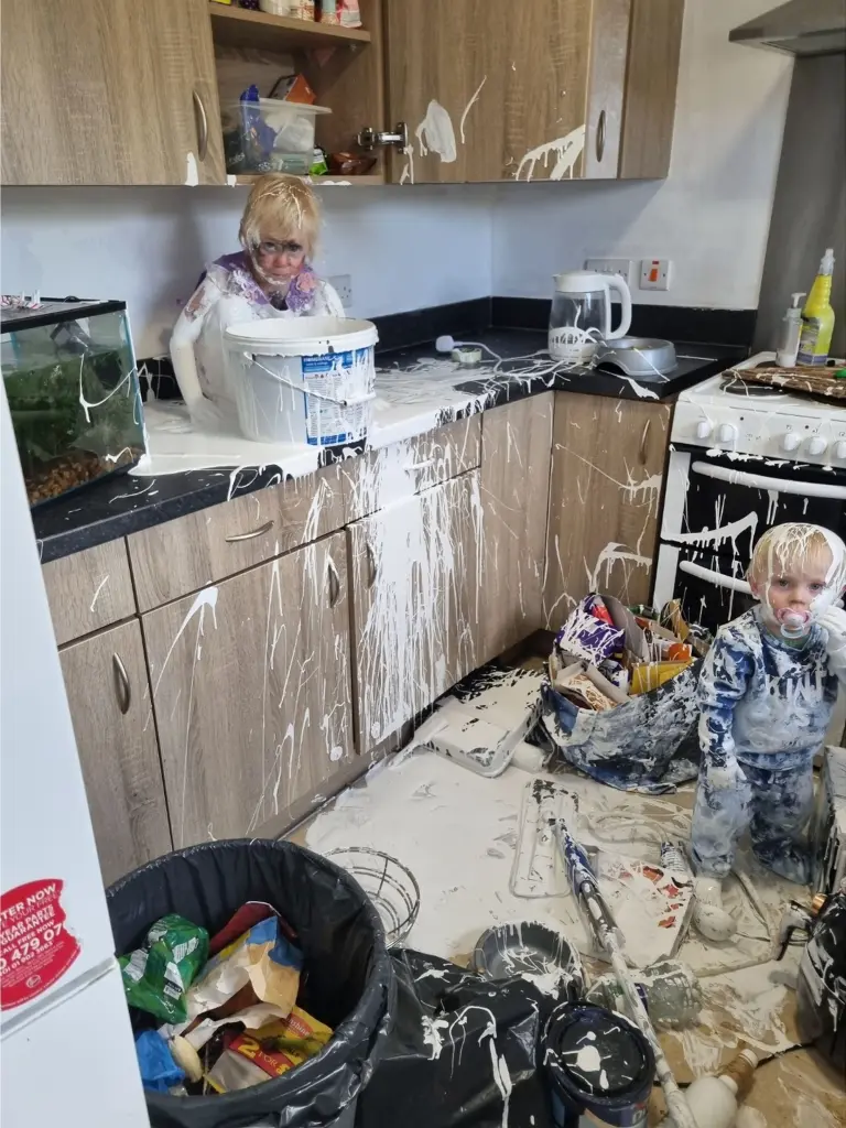 Mess on painting job on kitchen